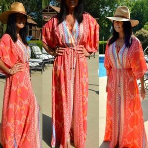 Elan pink Aztec boho maxi dress